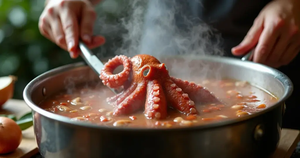 Como ferver o polvo para ficar macio com o truque do susto
