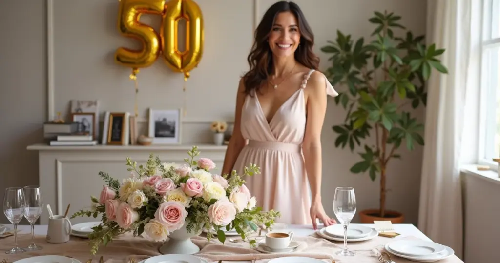 17 Ideias de Decoração de Mesa para Festa de 50 Anos Feminino Que Contam a História Dela