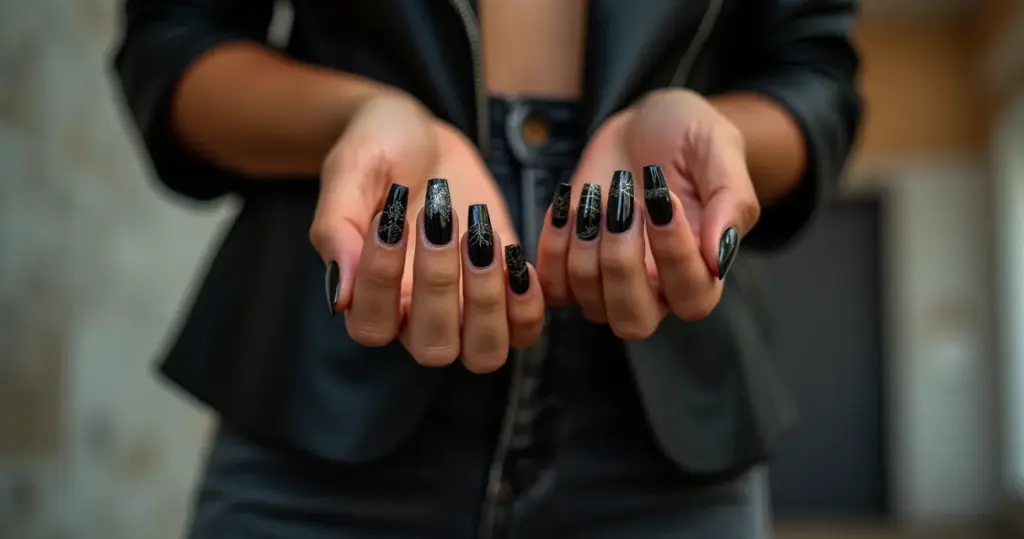 7 Ideias de Decoração Unha em Gel Preta que Duram 20 Dias