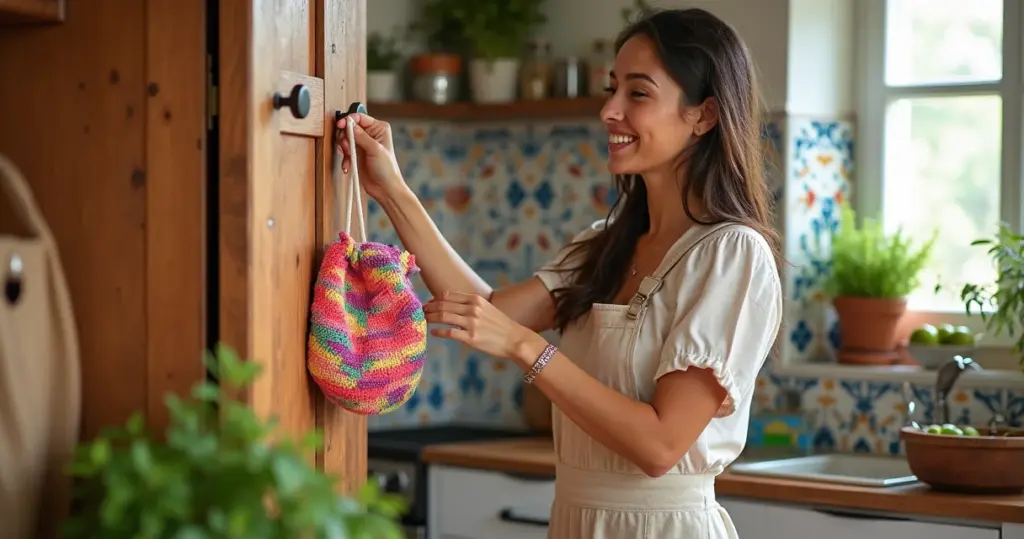 Puxa Saco de Crochê Peixe: Organize Sua Cozinha com Arte Brasileira