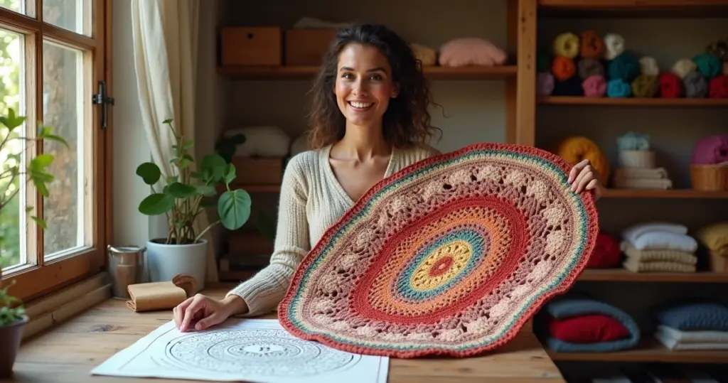 Tapete de croche oval passo a passo com grafico: faça como artesã e economize 70%