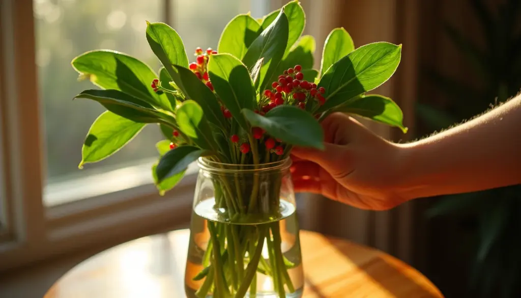 Planta ruscus: ela dura 4 meses em água e tem frutos venenosos